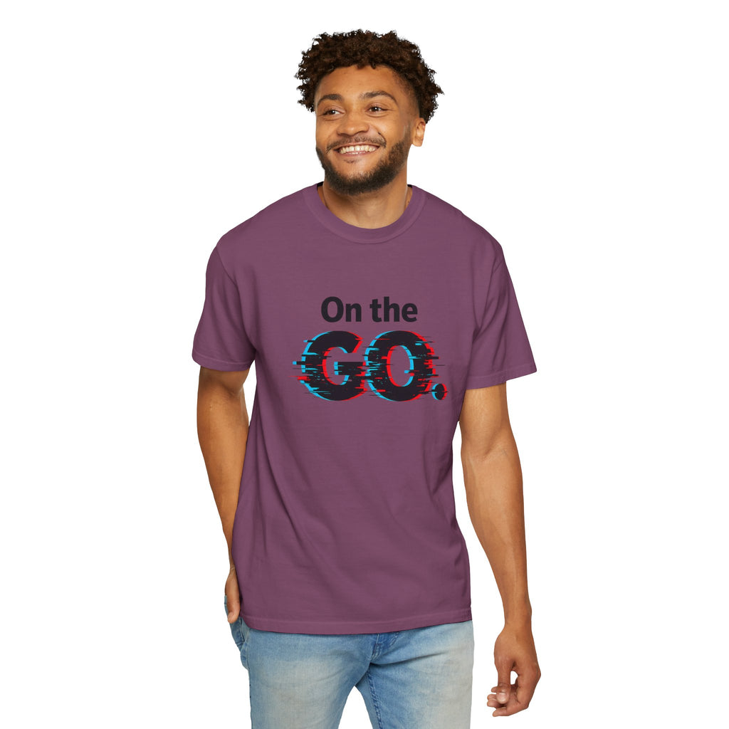 On the GO. Graphic T-Shirt — 'On the GO.' Retro Glitch Travel Tee