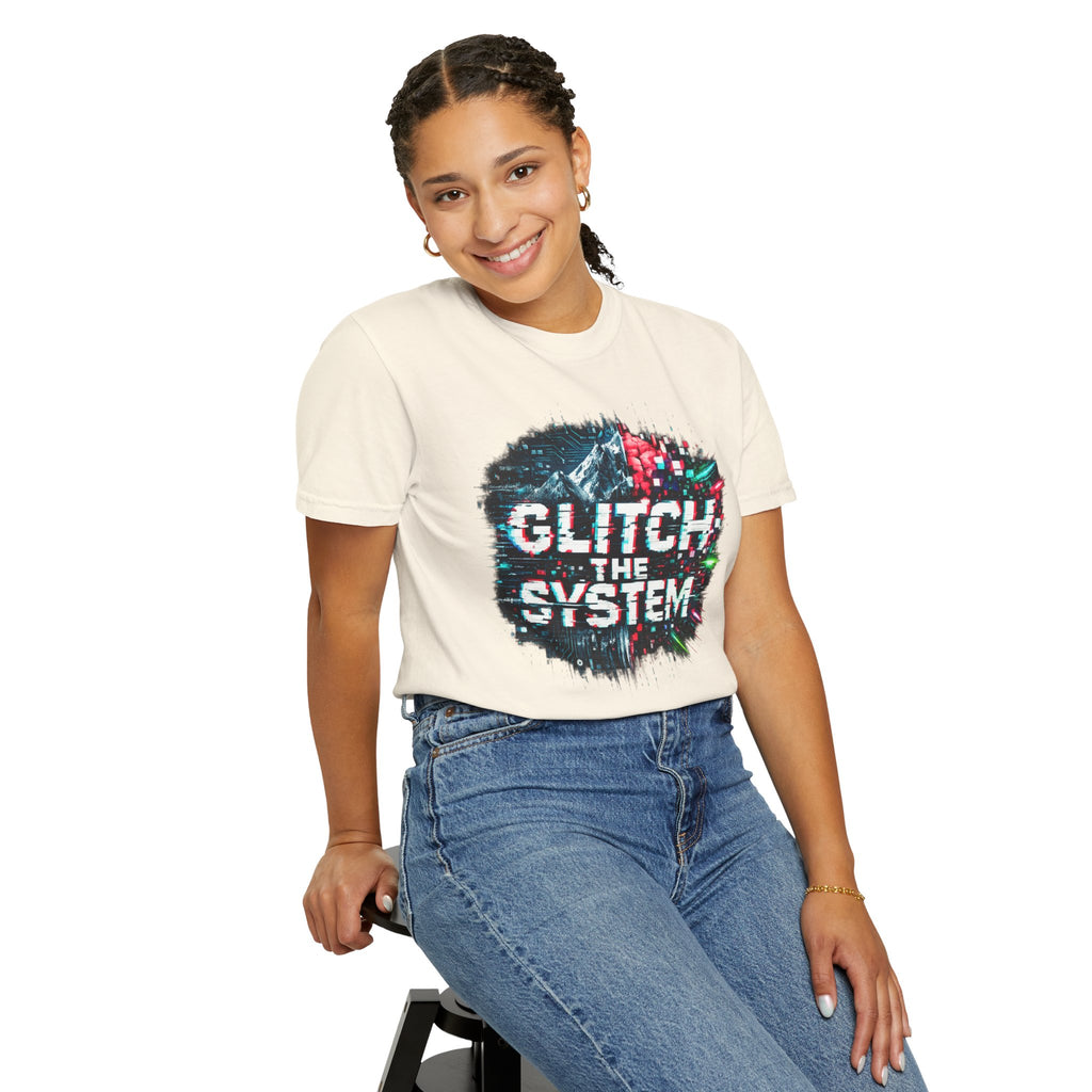 Glitch The System V3 Graphic Tee — Retro Cyberpunk Distressed Design
