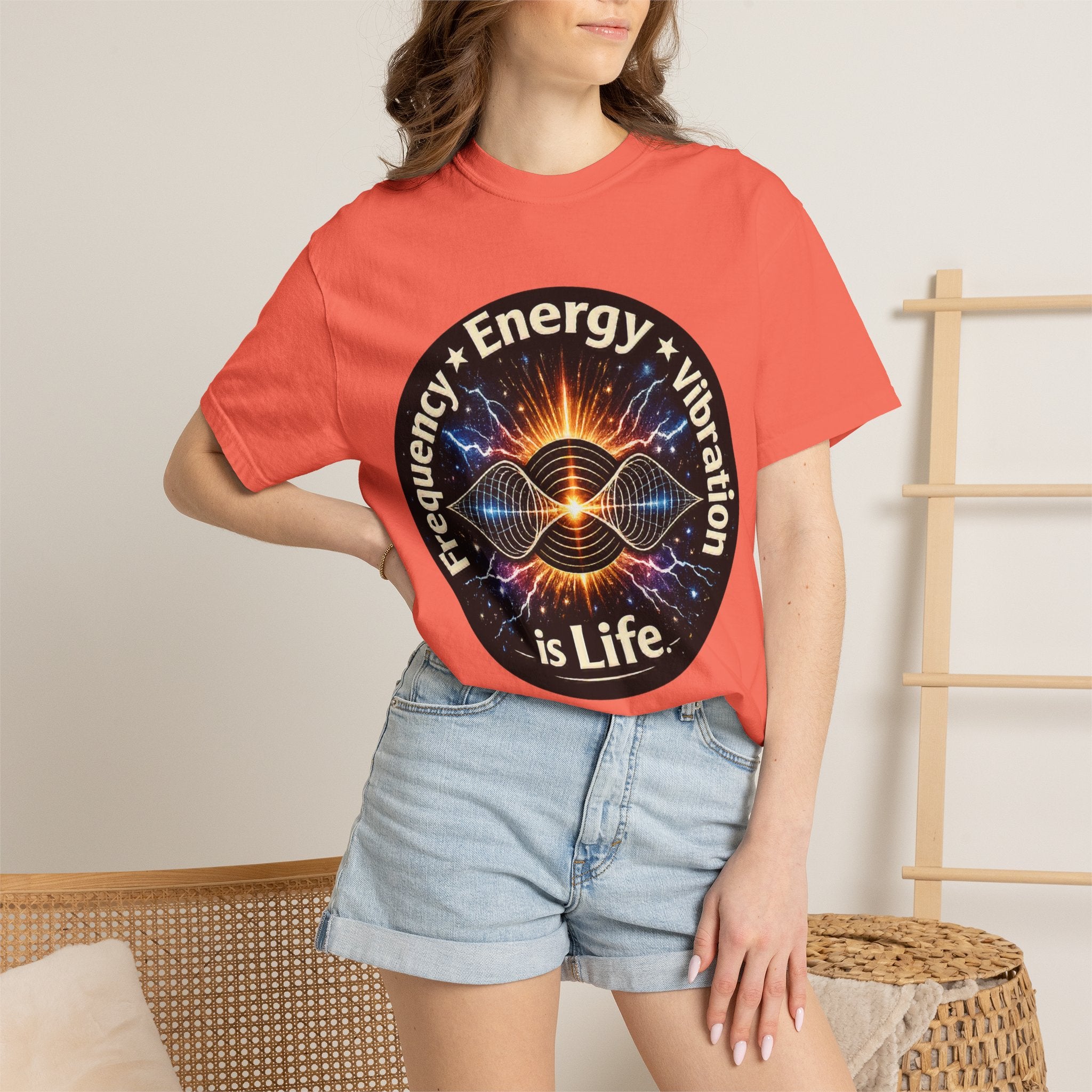 Energy & Vibration T-Shirt — "Frequency is Life" Spiritual Graphic Tee