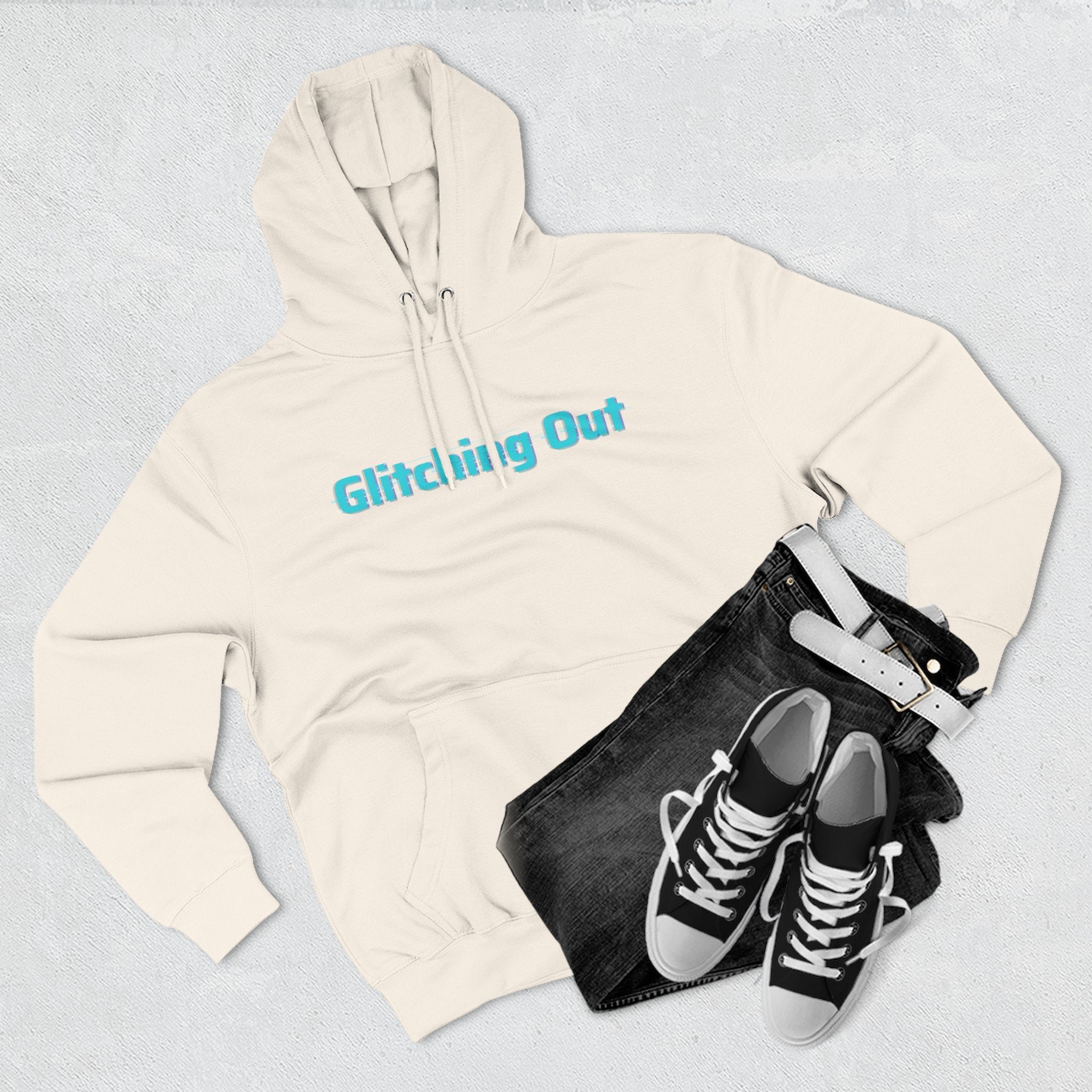 Hoodie — 'Glitching Out' Retro Cyber Geometric Graphic Hoodie