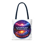 Spiritual Galaxy Tote Bag - "I'm one with the source. The source is with me." Cosmic Meditation Tote