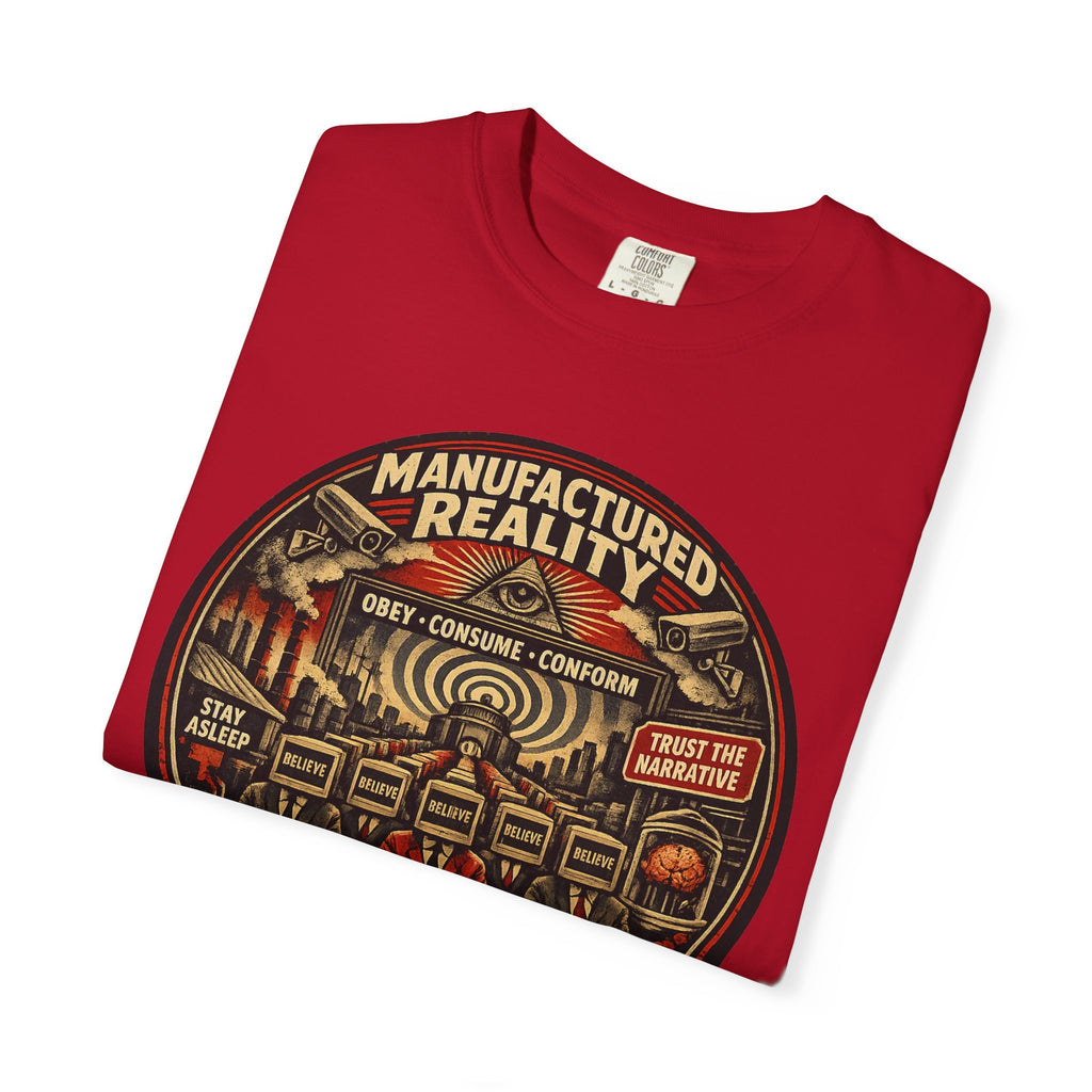 Manufactured Reality Graphic "Building Your Illusion" Vintage Protest — T-Shirt