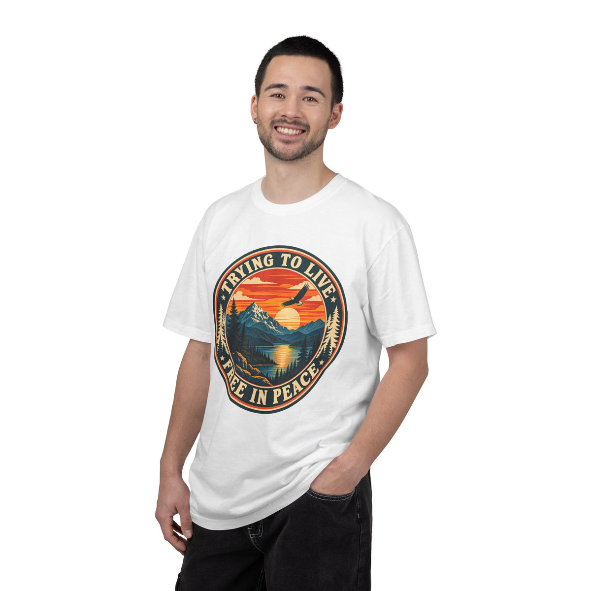Trying to Live Free in Peace Vintage Mountain T-Shirt