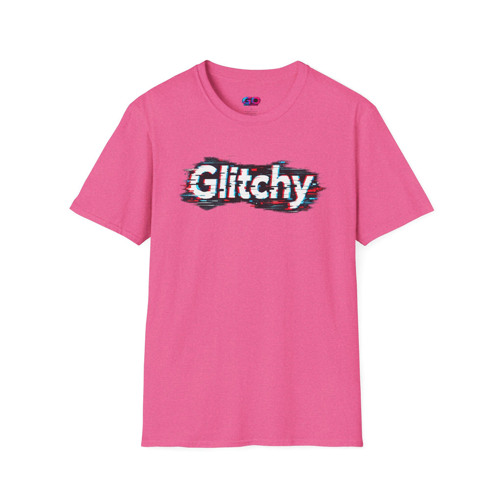 Glitchy Graphic T-Shirt — Retro Glitch Text Tee