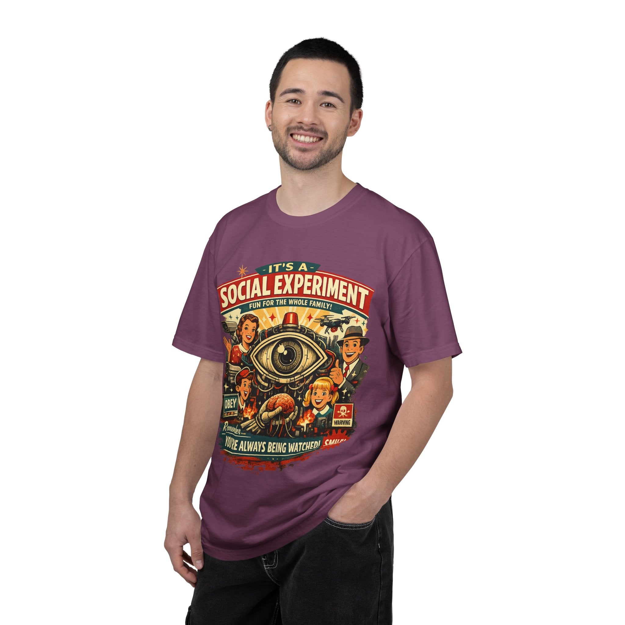 T-Shirt — "It's a Social Experiment" Retro Surveillance Graphic Tee
