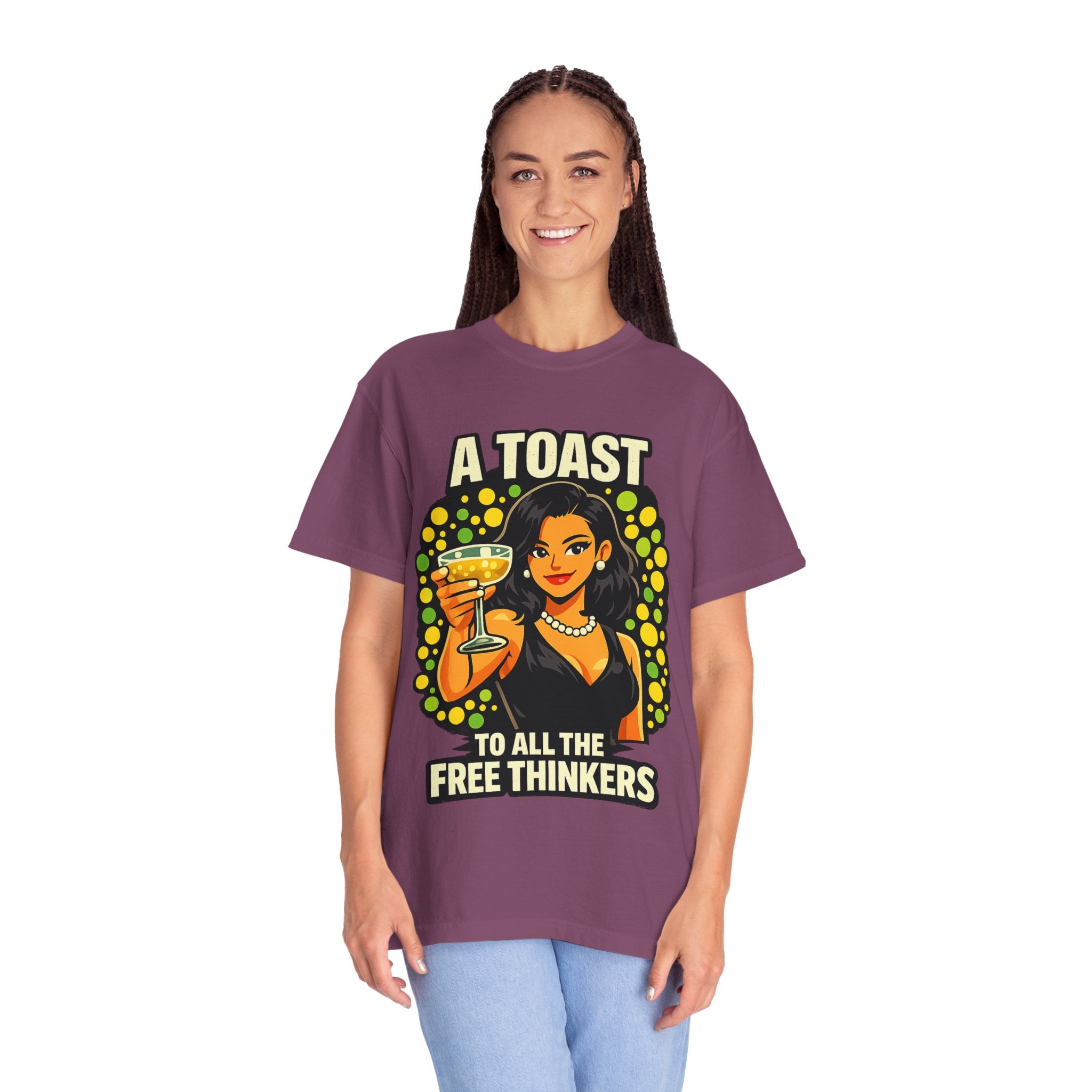 Vintage 'A Toast to All the Free Thinkers' Graphic T-Shirt