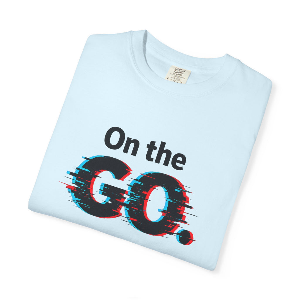 On the GO. Graphic T-Shirt — 'On the GO.' Retro Glitch Travel Tee