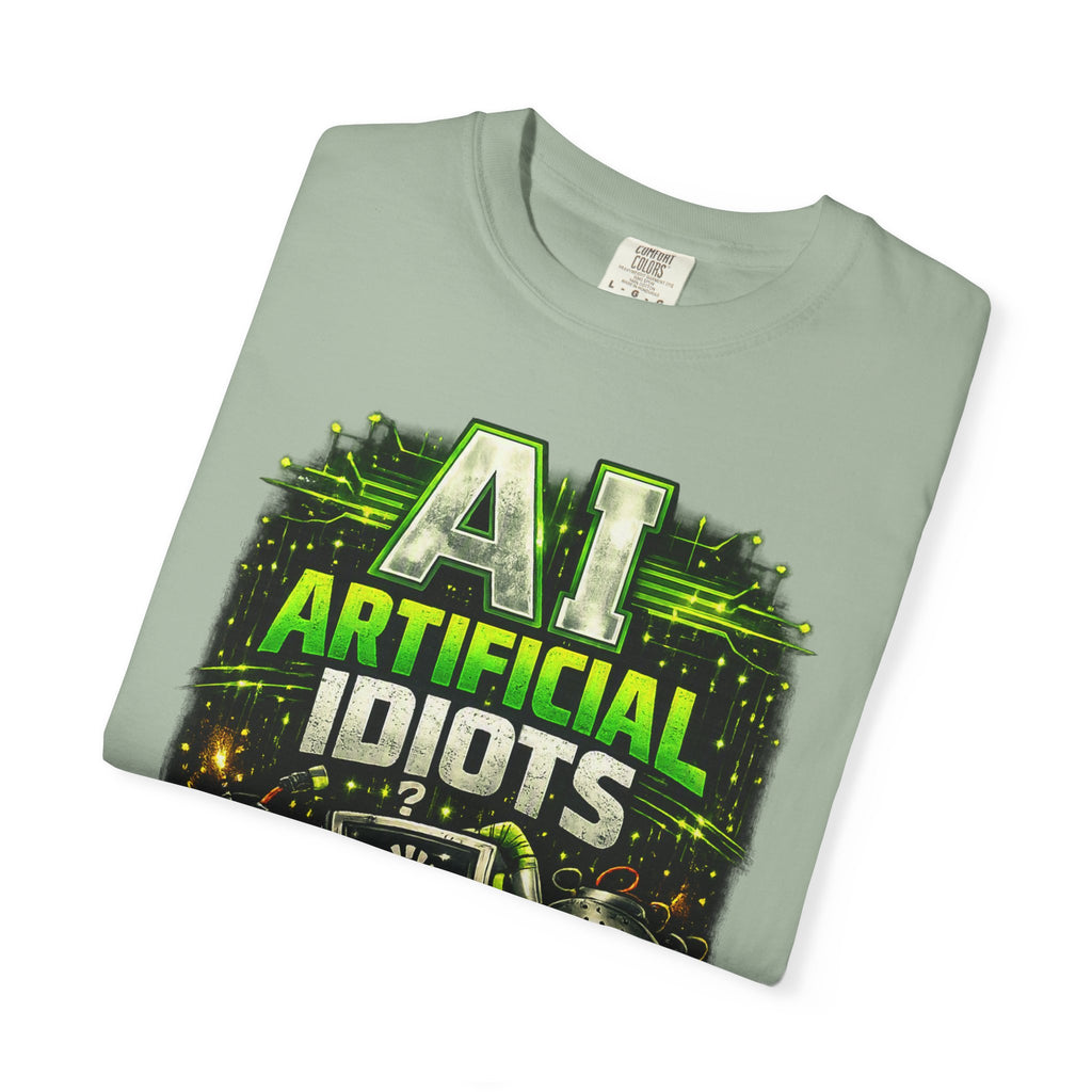 'AI Artificial Idiots: Error 404 — Brain Not Found' Satire Graphic T-Shirt