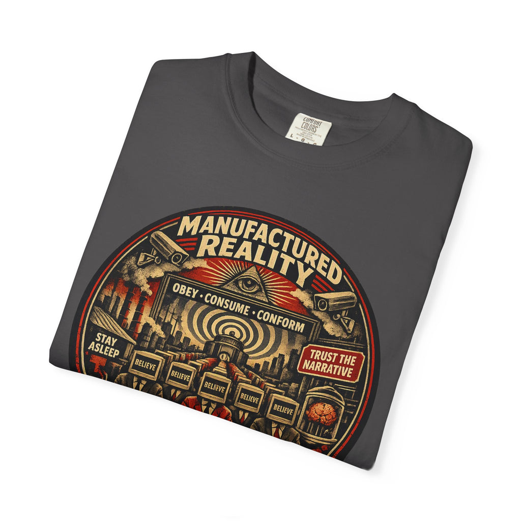 Manufactured Reality Graphic "Building Your Illusion" Vintage Protest — T-Shirt