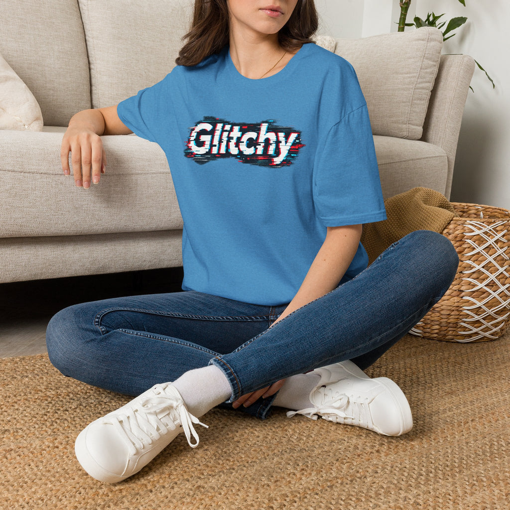Glitchy Graphic T-Shirt — Retro Glitch Text Tee