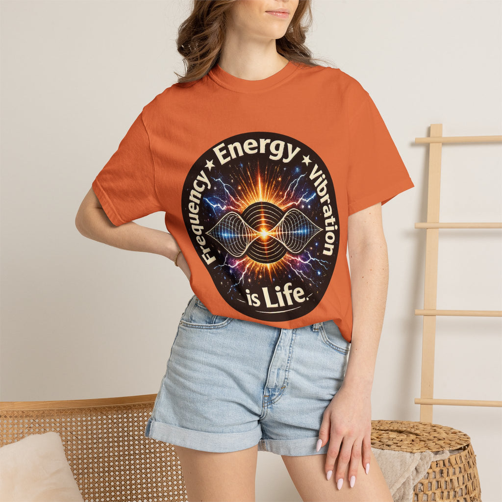 Energy & Vibration T-Shirt — "Frequency is Life" Spiritual Graphic Tee