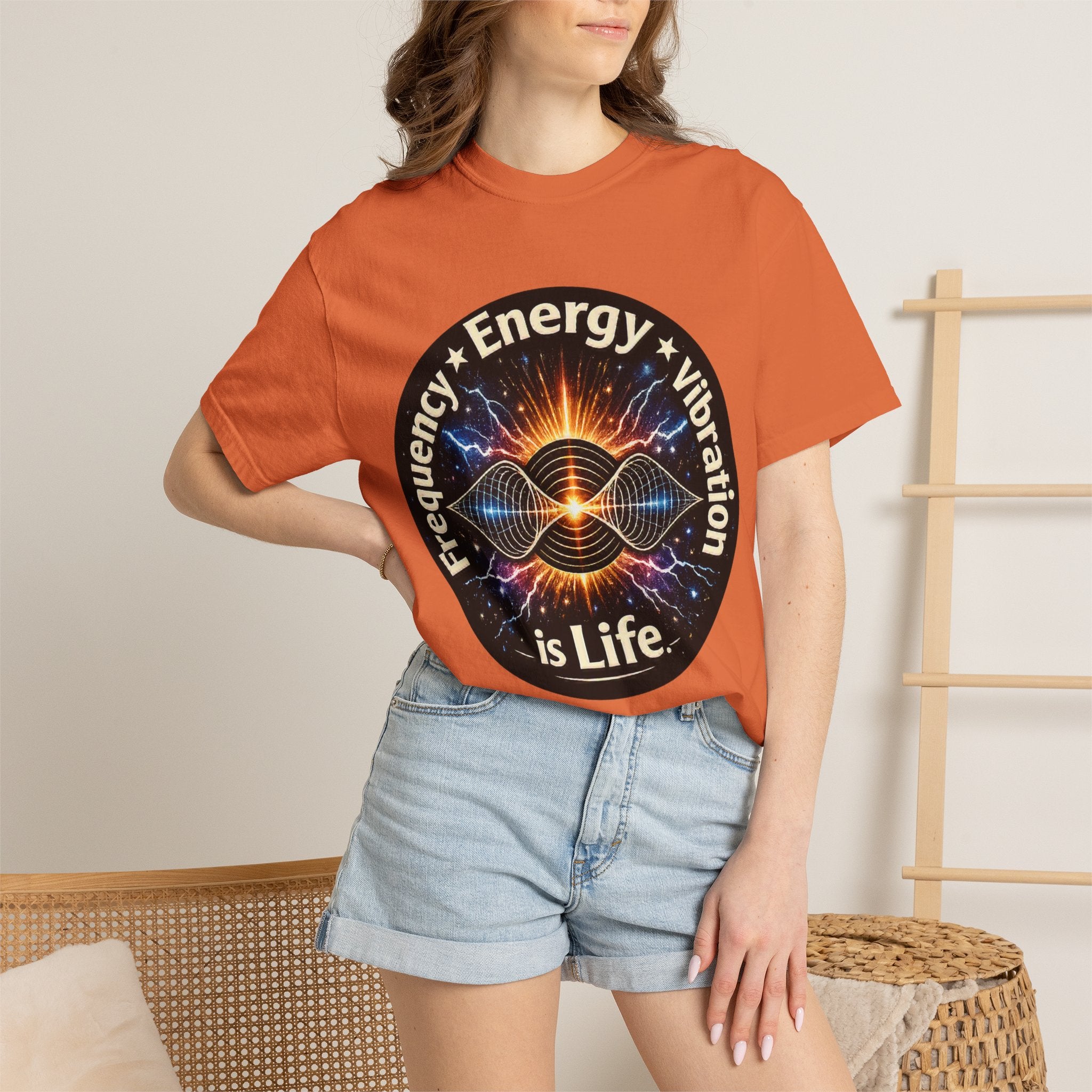 Energy & Vibration T-Shirt — "Frequency is Life" Spiritual Graphic Tee