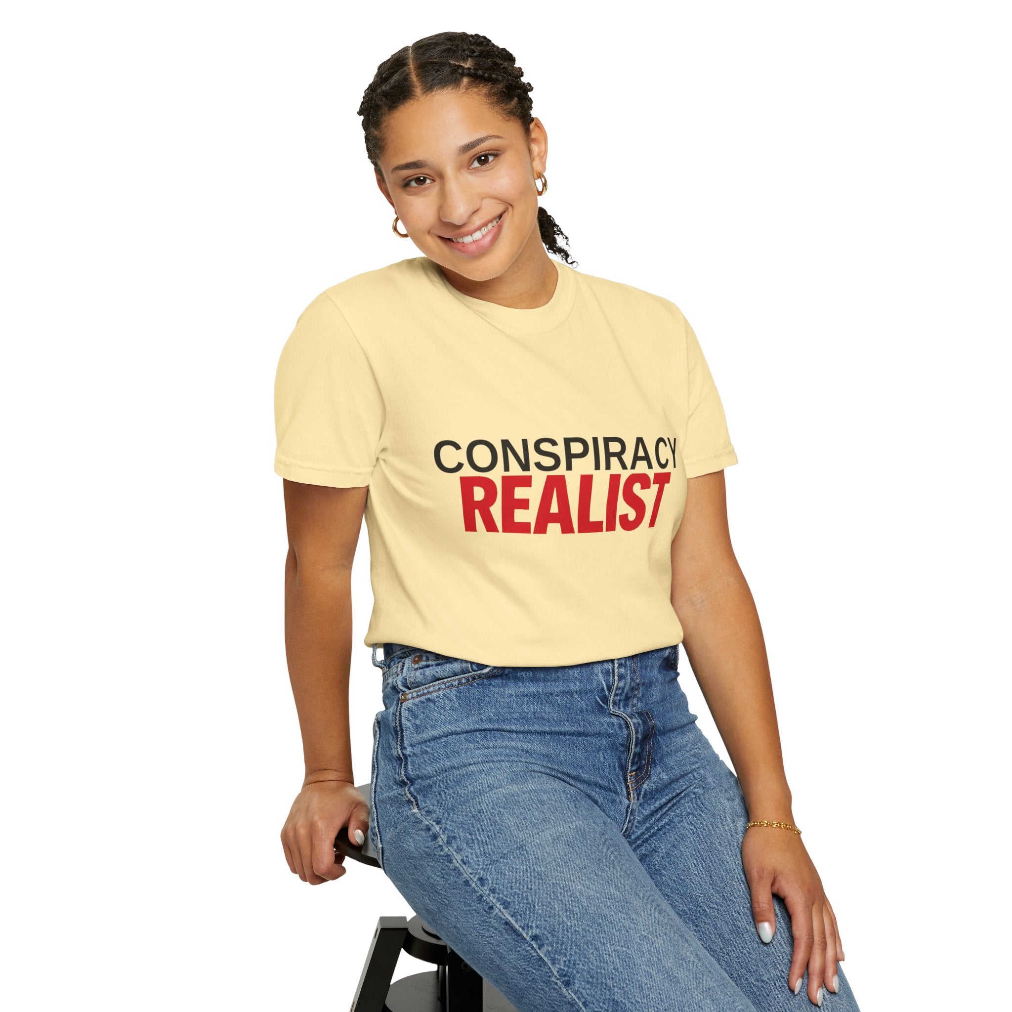 Conspiracy Realist T-Shirt — Bold Graphic Statement Tee