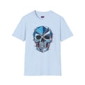 Geometric Blue Glitch Skull T‑Shirt — Edgy Men's & Women's Graphic Tee