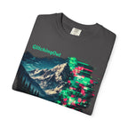 GlitchingOut Mountain Landscape T-Shirt — Retro Glitch Nature Graphic Tee