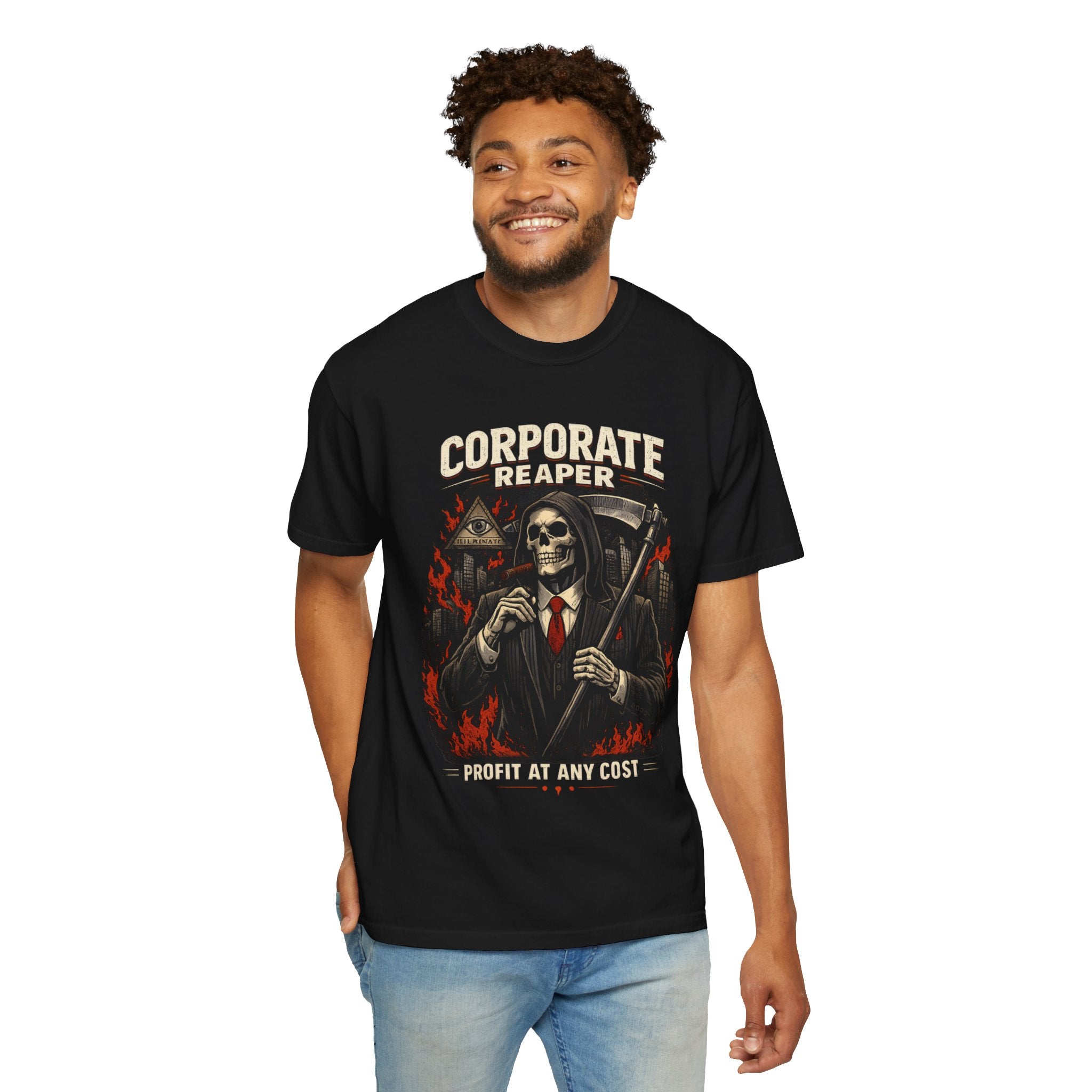 "Corporate Reaper" Skeleton Suit Graphic Tee