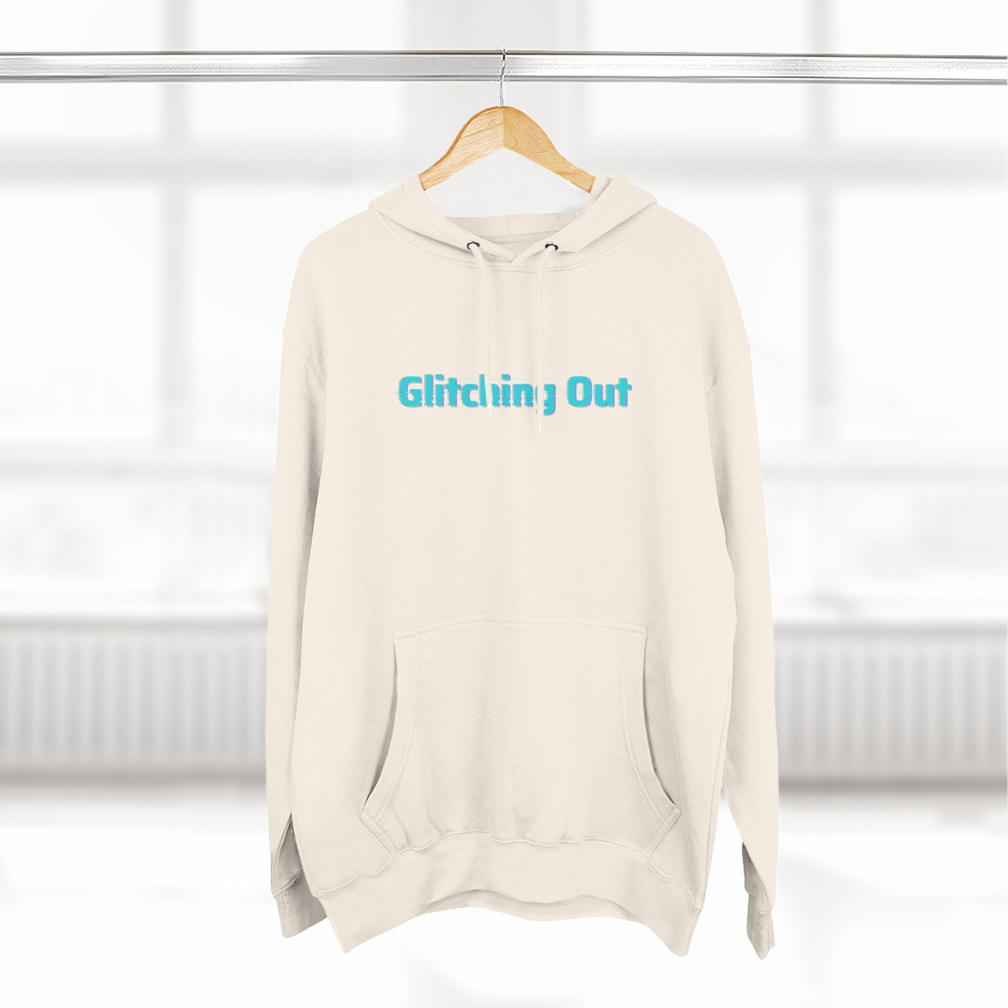 Glitching Out Hoodie — Retro Cyber Geometric Graphic Fleece Hoodie