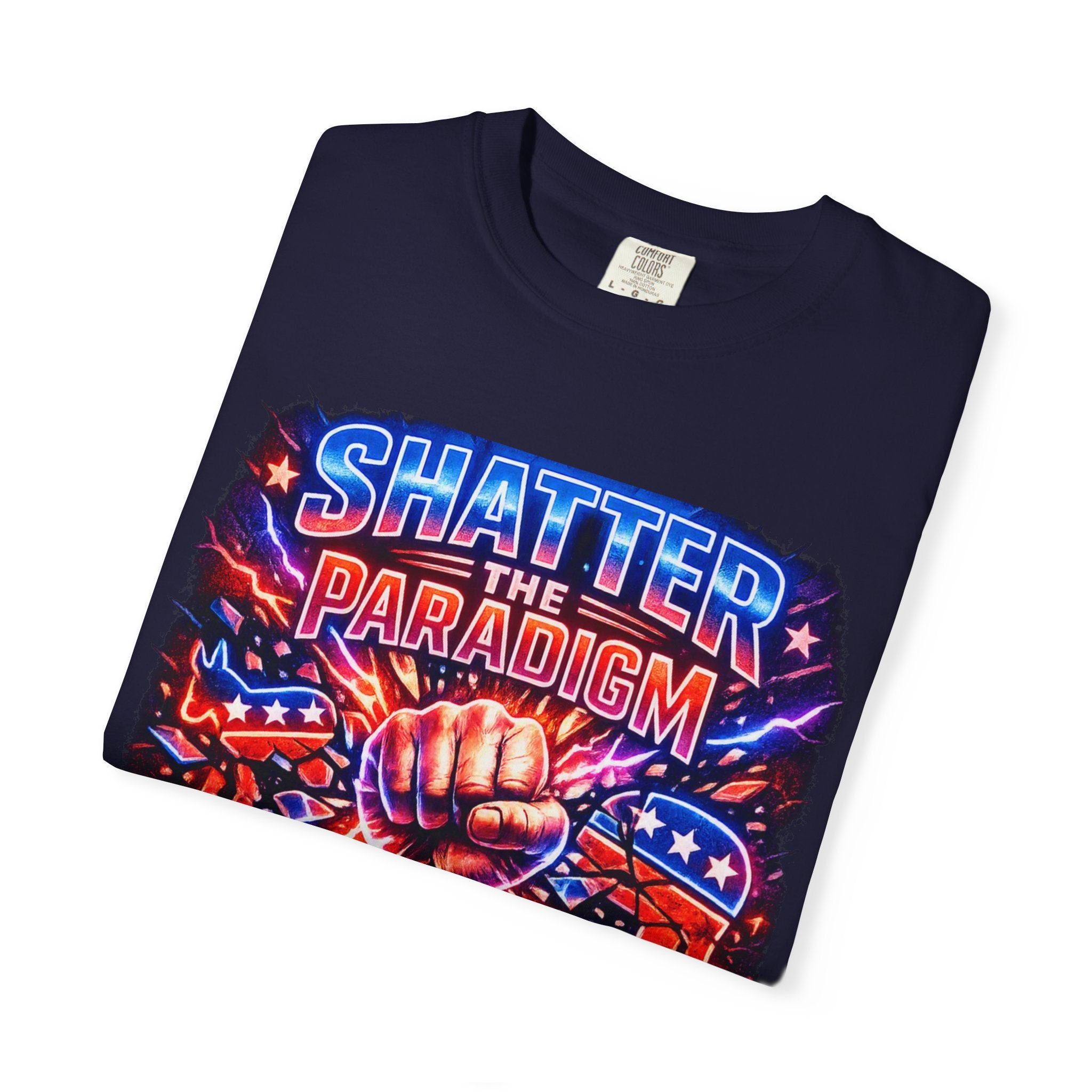 Shatter the Paradigm Graphic T-Shirt — Break Free Fist Design