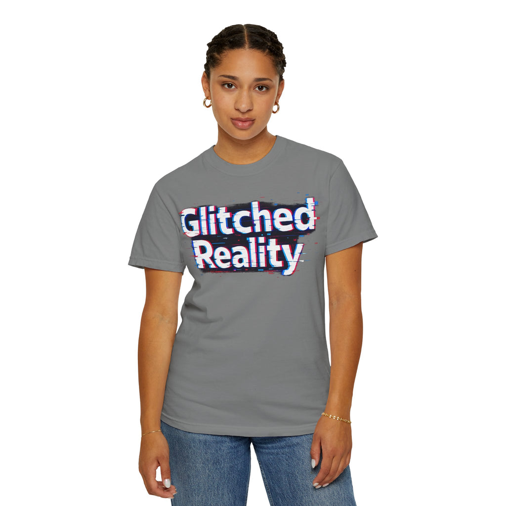 Glitched Reality T‑Shirt — Retro Glitch Graphic Tee with "Glitched Reality" Text