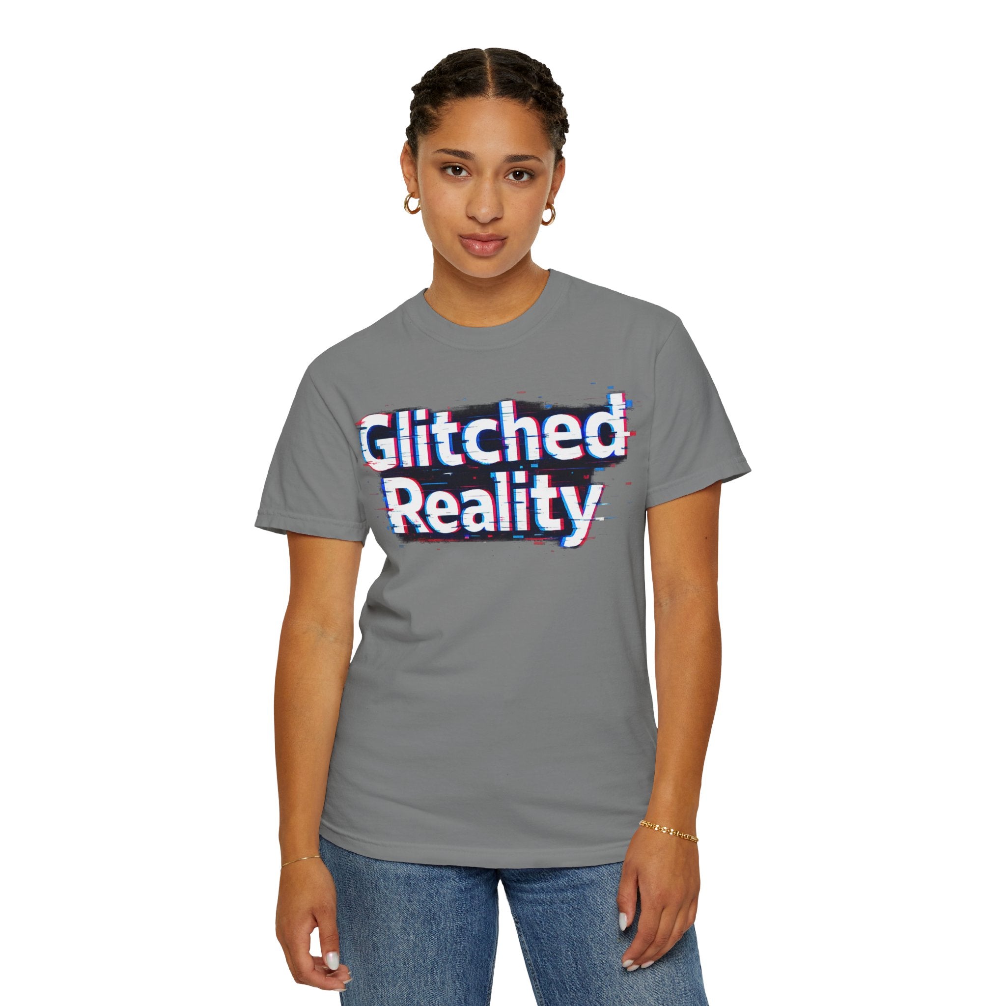 Glitched Reality T‑Shirt — Retro Glitch Graphic Tee with "Glitched Reality" Text