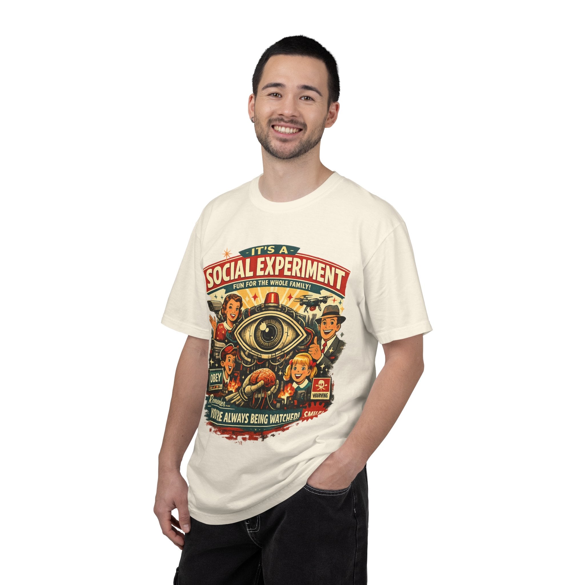 T-Shirt — "It's a Social Experiment" Retro Surveillance Graphic Tee