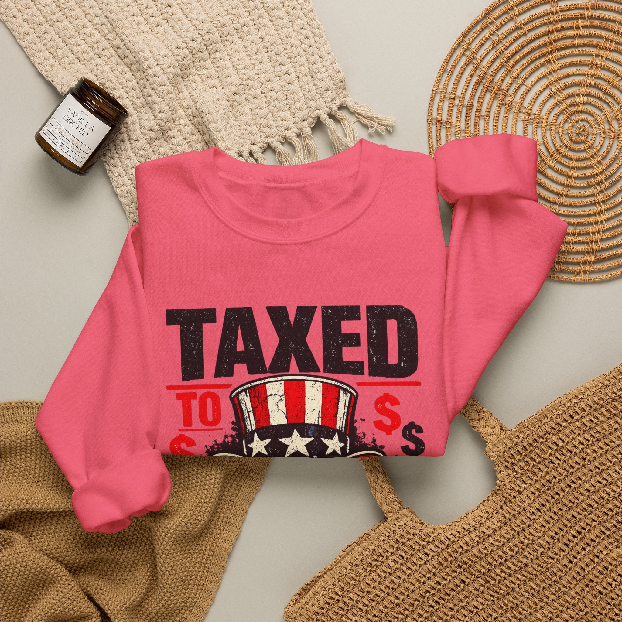Taxed to Death Sweatshirt - Patriotic Skull Anti-Tax Protest Crewneck