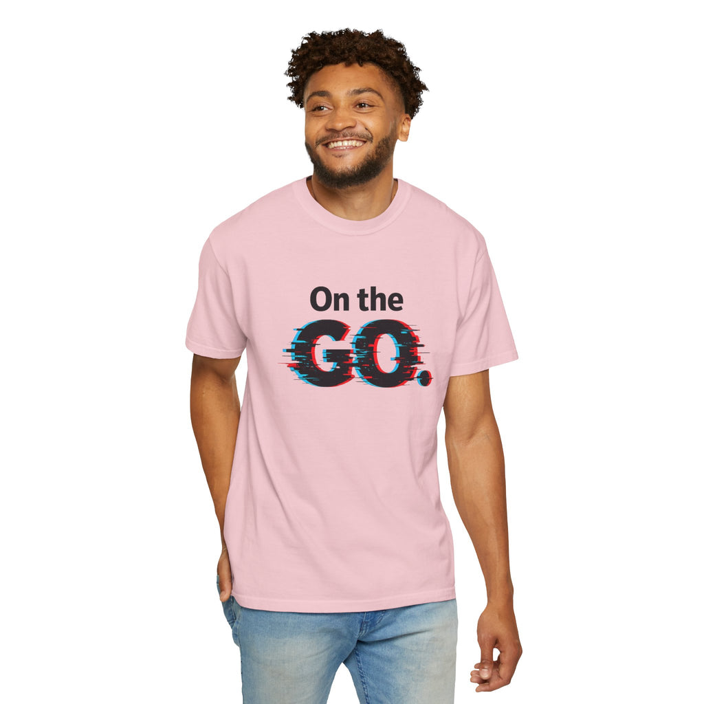 On the GO. Graphic T-Shirt — 'On the GO.' Retro Glitch Travel Tee