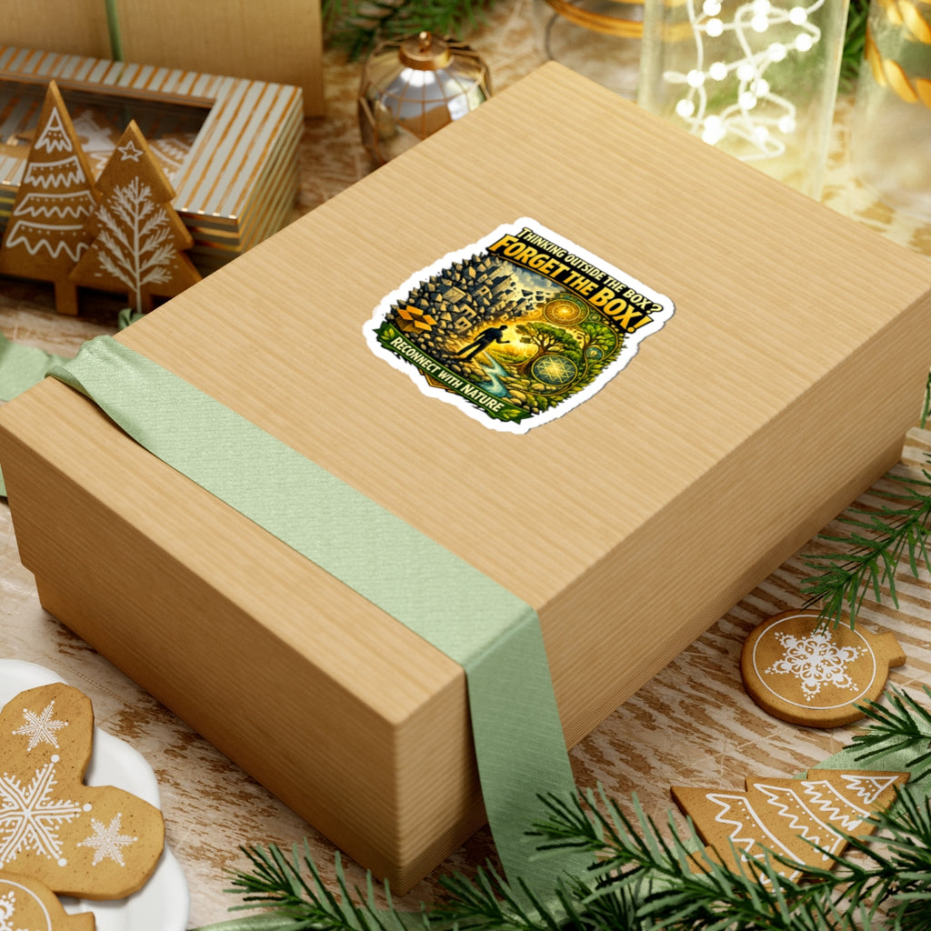 Kiss-Cut Sticker — "Thinking Outside the Box? Forget the Box!" Reconnect with Nature Design