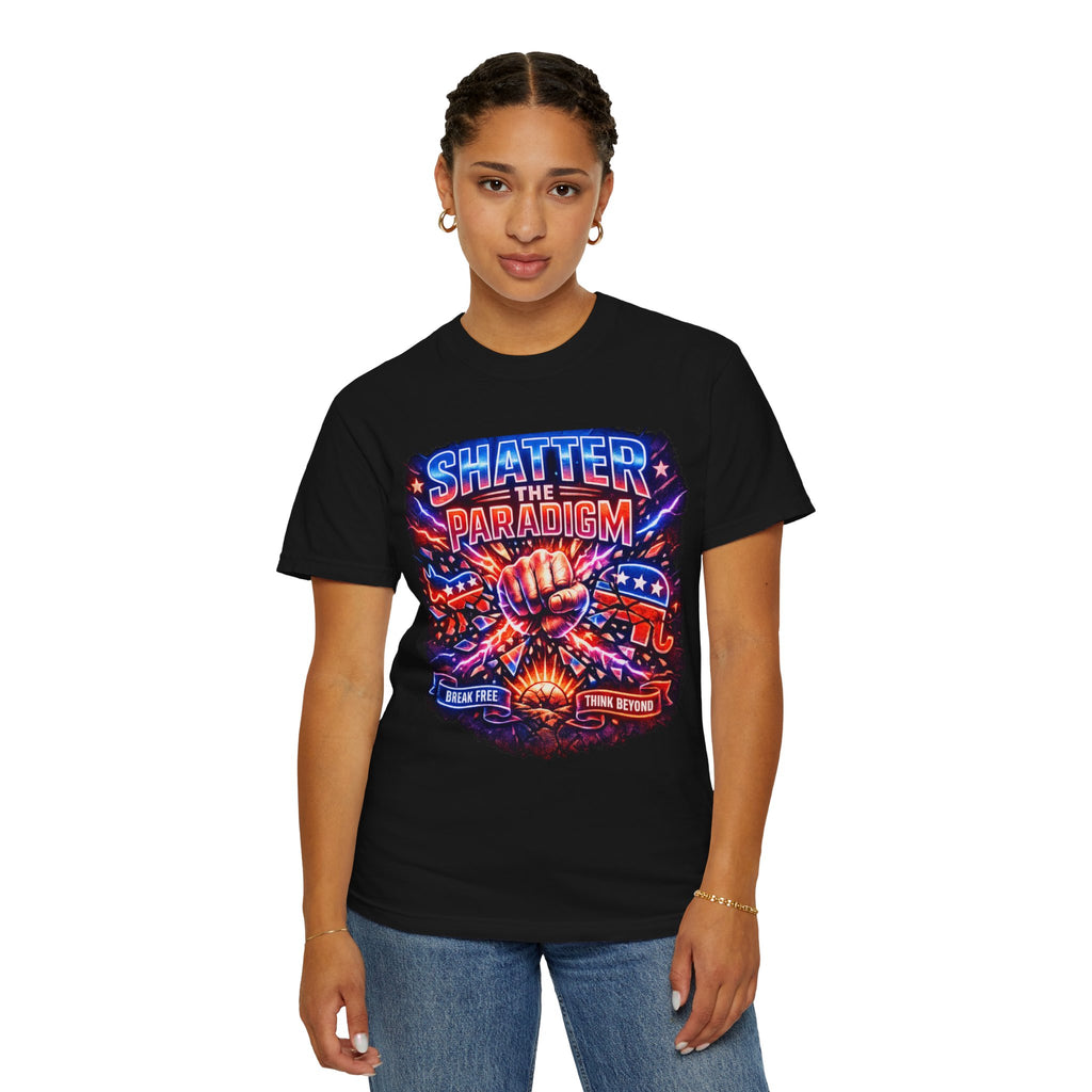 Shatter the Paradigm Graphic T-Shirt — Break Free Fist Design