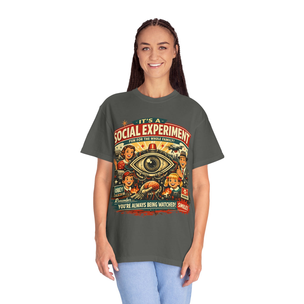 T-Shirt — "It's a Social Experiment" Retro Surveillance Graphic Tee