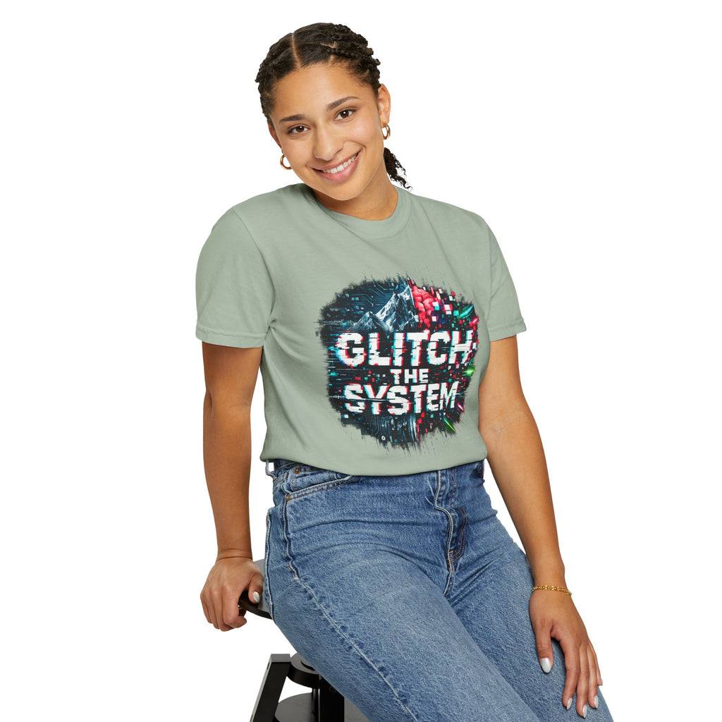 Glitch The System V3 Graphic Tee — Retro Cyberpunk Distressed Design