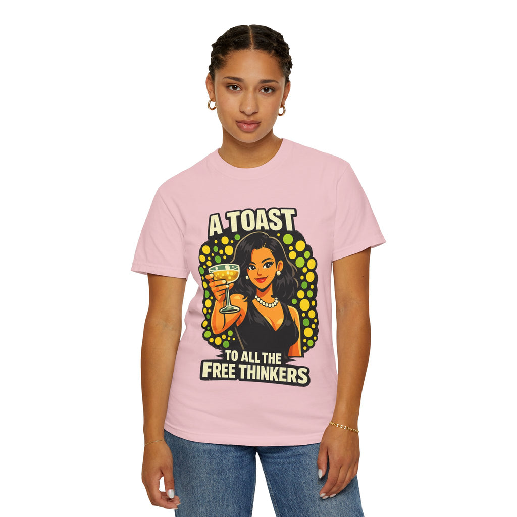 Vintage 'A Toast to All the Free Thinkers' Graphic T-Shirt