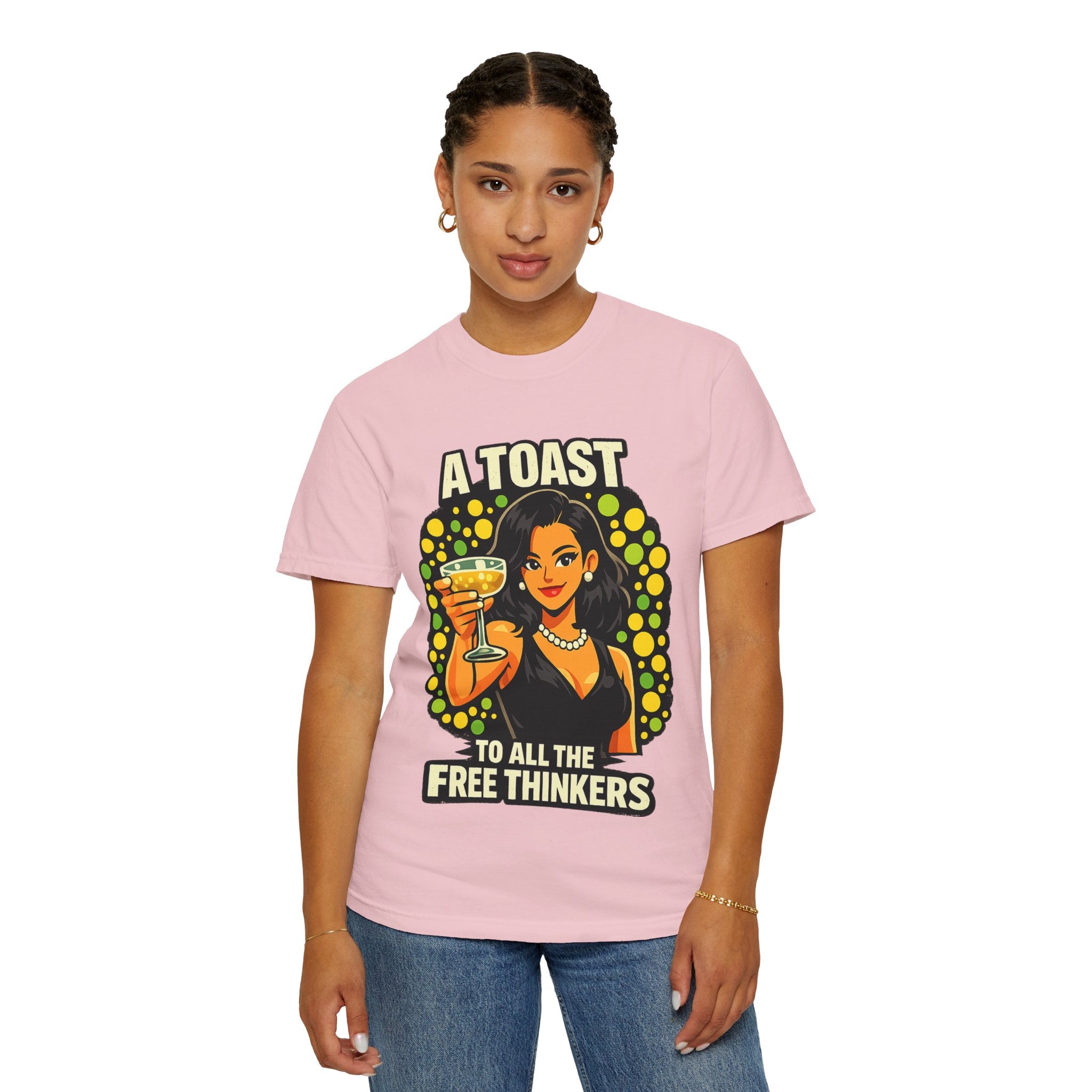 Vintage 'A Toast to All the Free Thinkers' Graphic T-Shirt