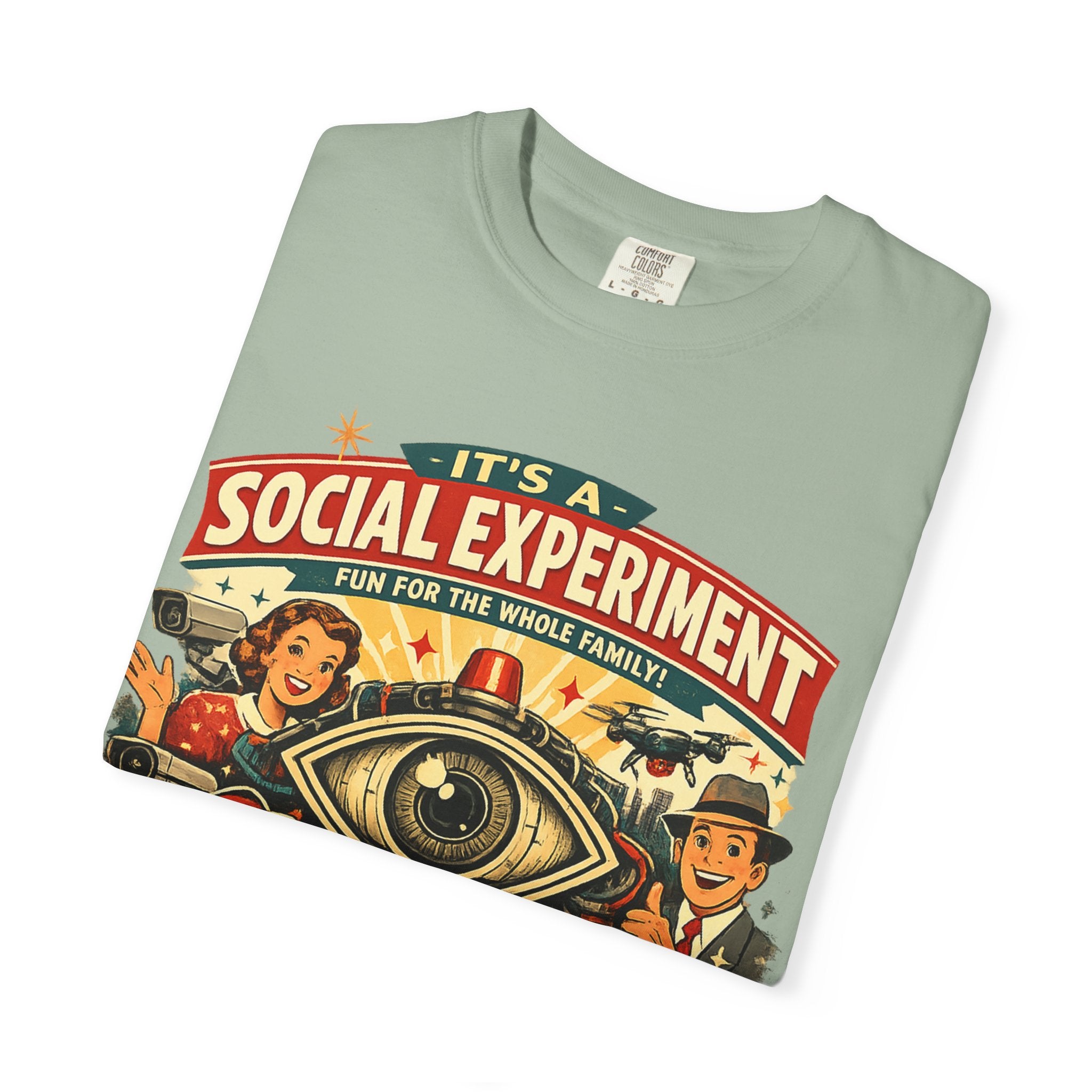 T-Shirt — "It's a Social Experiment" Retro Surveillance Graphic Tee