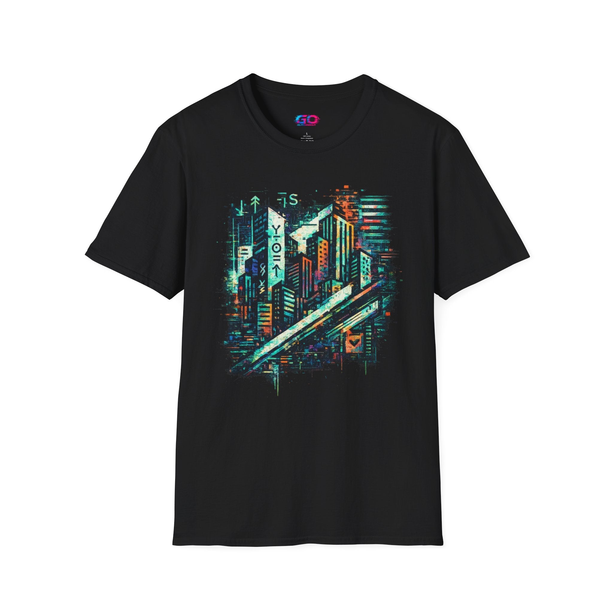 Cyberpunk Cityscape T‑Shirt — Neon Tokyo Skyline Graphic Tee