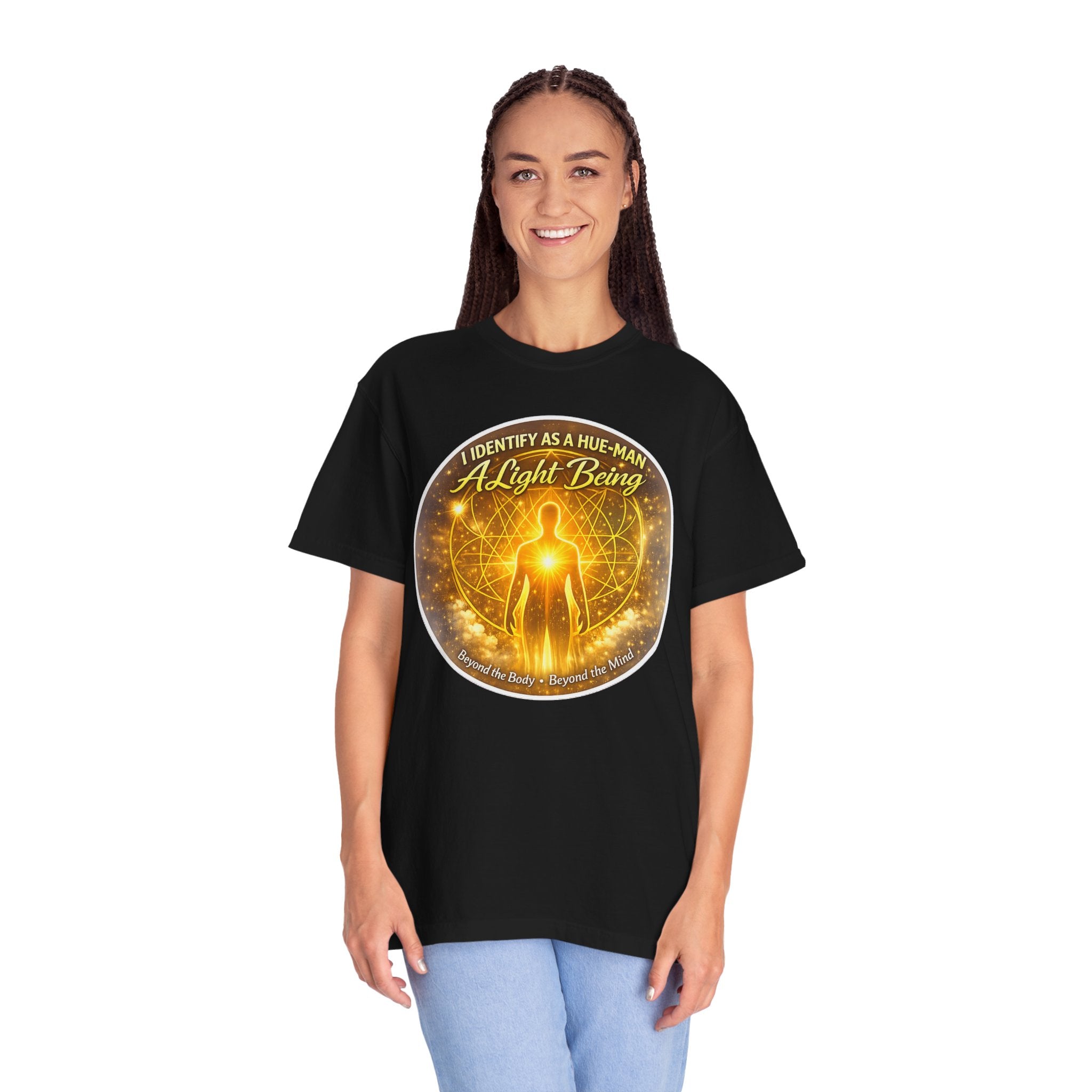 Light Being Graphic T-Shirt — "I Identify As A Human, A Light Being" Spiritual Tee