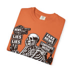 Skeptical Skeleton 'Waiting for Mainstream Media to Report the Truth' T-Shirt