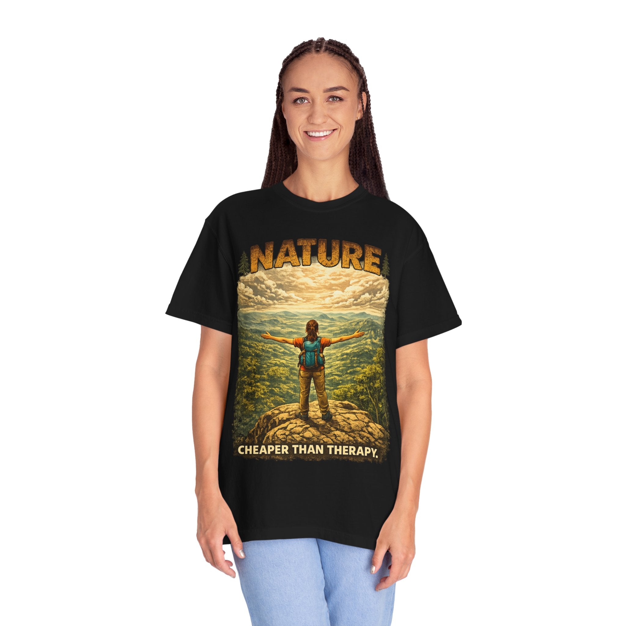 Nature Cheaper Than Therapy T-Shirt — Hiking Outdoors Graphic Tee