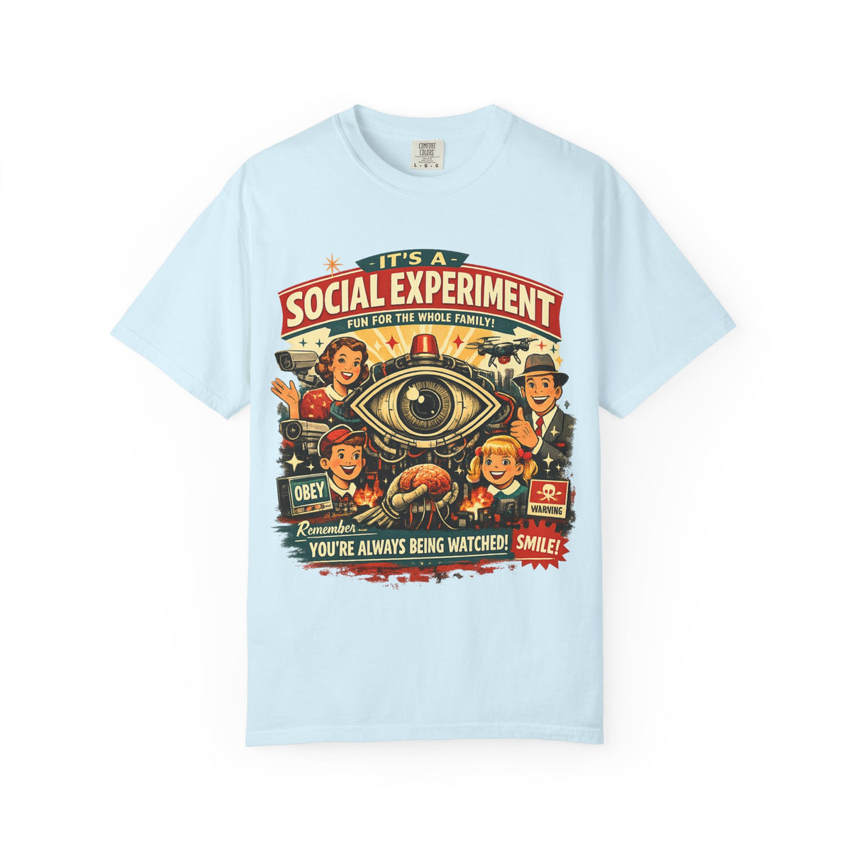 T-Shirt — "It's a Social Experiment" Retro Surveillance Graphic Tee