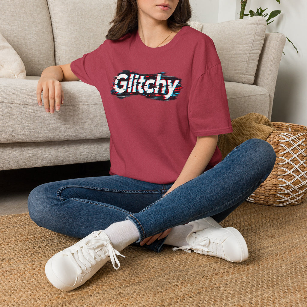 Glitchy Graphic T-Shirt — Retro Glitch Text Tee