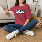 Glitchy Graphic T-Shirt — Retro Glitch Text Tee