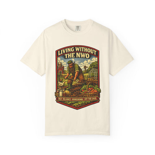 "Living Without the NWO" Gardening Vintage Graphic T-Shirt