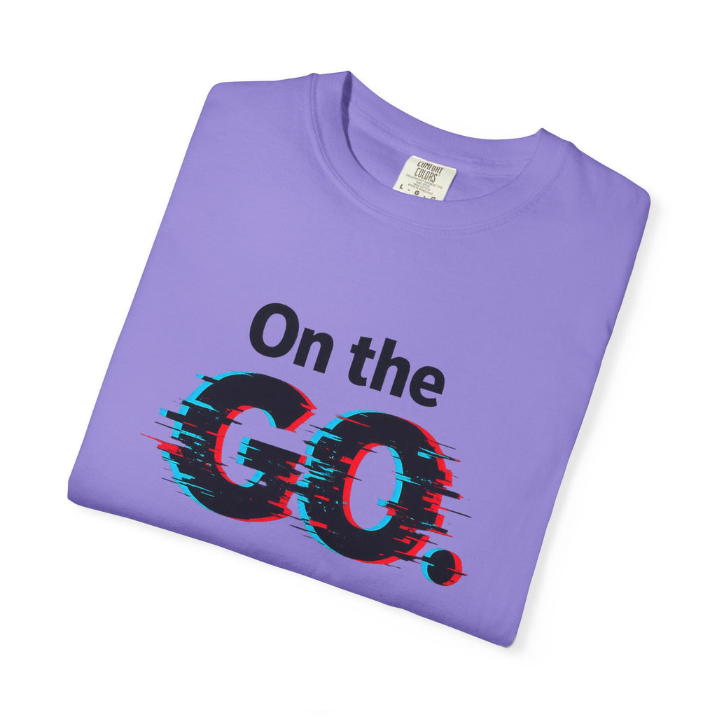 On the GO. Graphic T-Shirt — 'On the GO.' Retro Glitch Travel Tee