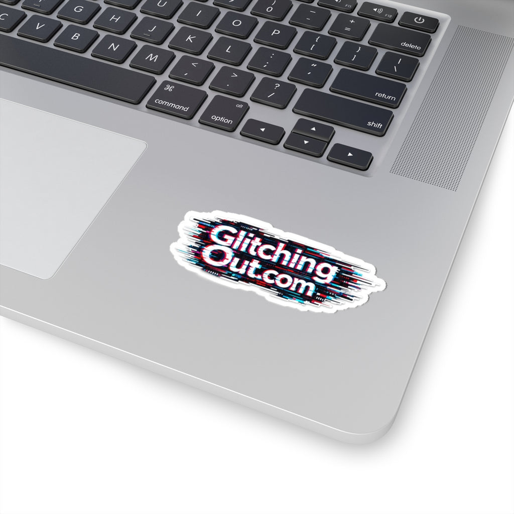 GlitchingOut.com Glitch-Effect Kiss-Cut Sticker — Retro Tech Logo Laptop Decal