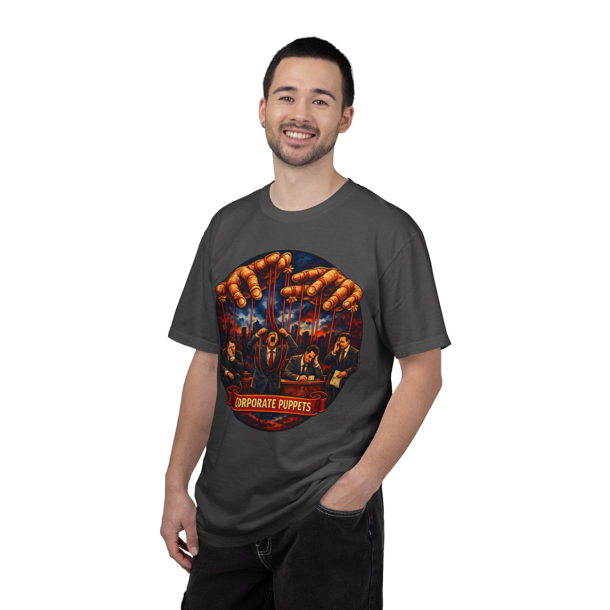 'Corporate Puppets' Satire Graphic T-Shirt