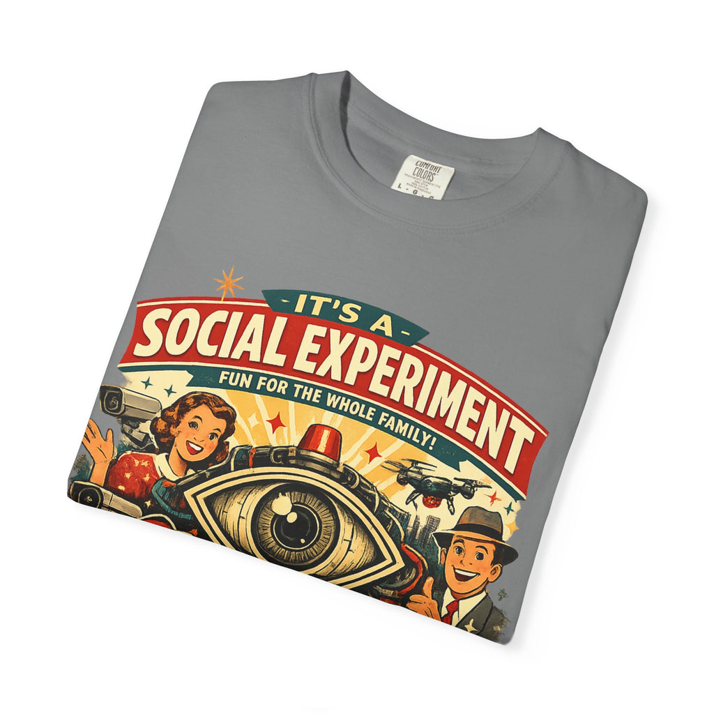 T-Shirt — "It's a Social Experiment" Retro Surveillance Graphic Tee