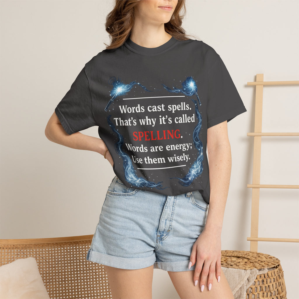 Spelling Magic T-Shirt — "Words Cast Spells" Wizardry Graphic Tee