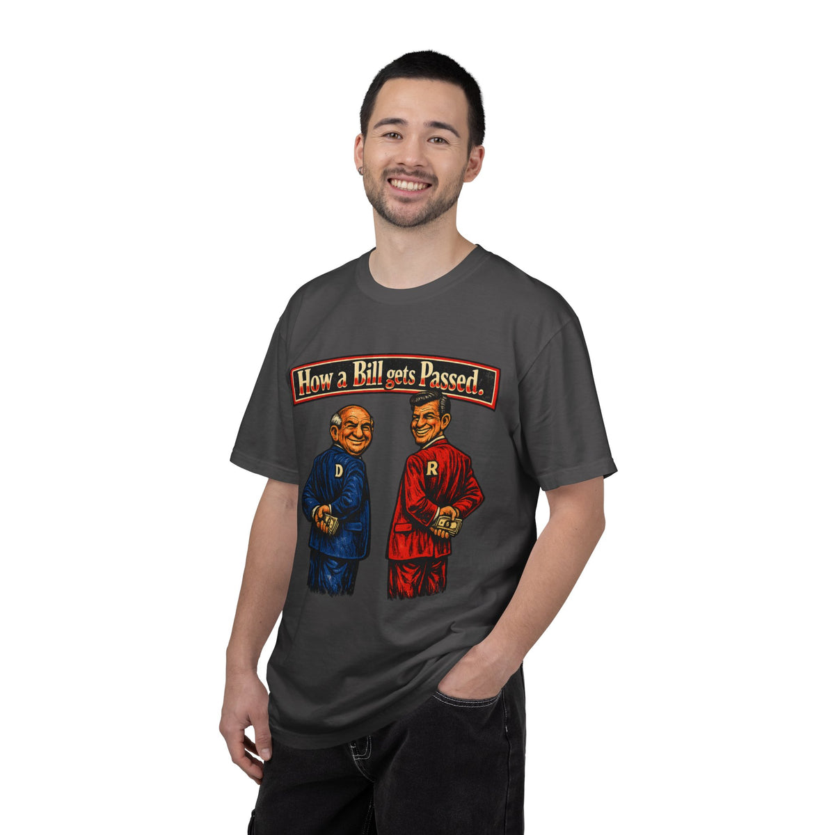 How a Bill Gets Passed Political T-Shirt — Vintage Party Satire Tee