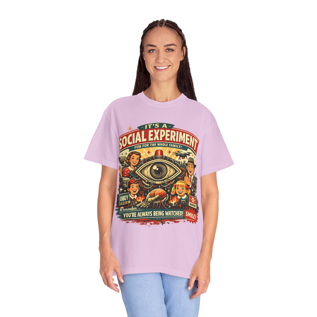 T-Shirt — "It's a Social Experiment" Retro Surveillance Graphic Tee
