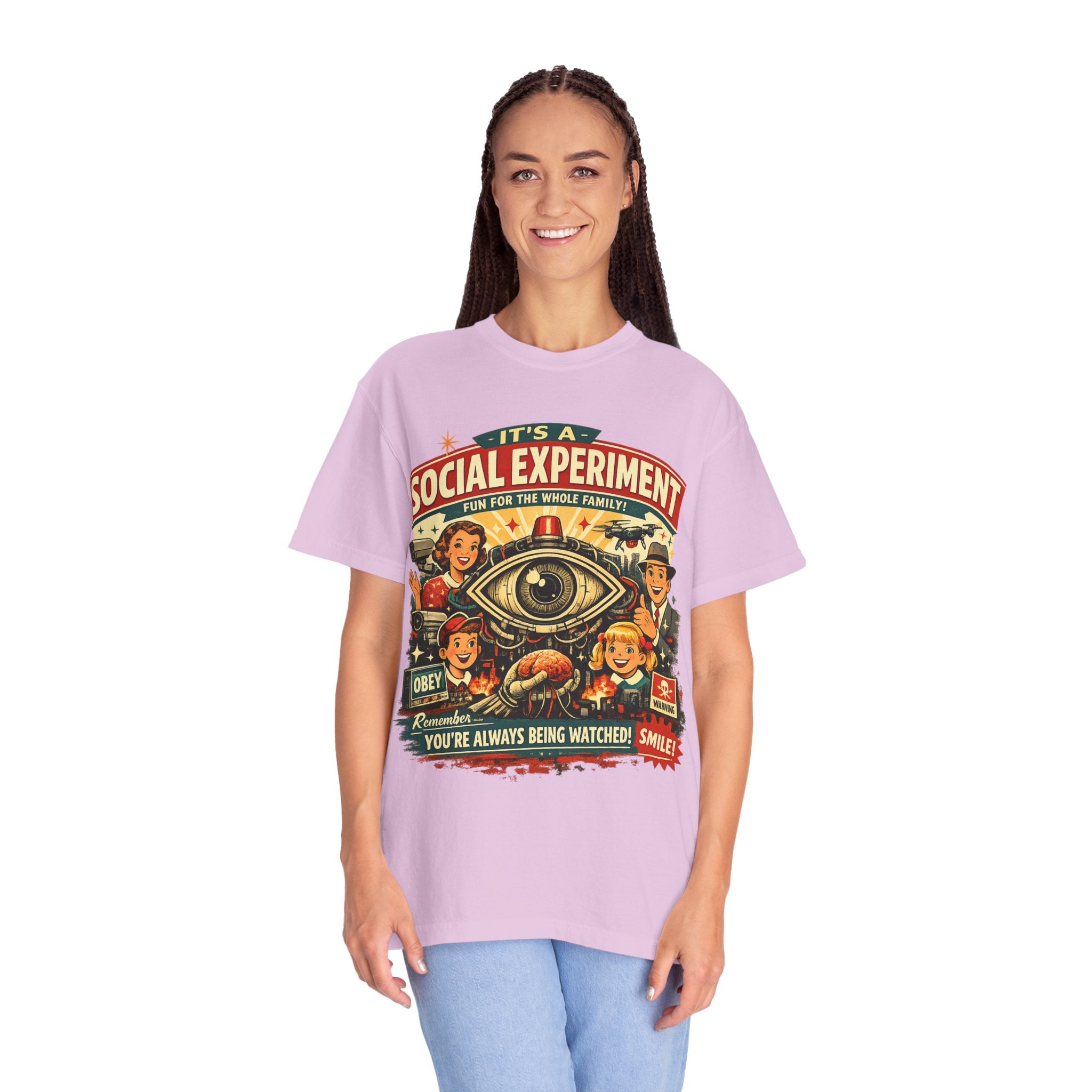 T-Shirt — "It's a Social Experiment" Retro Surveillance Graphic Tee